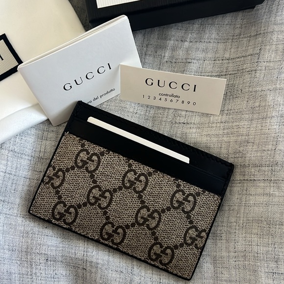 🆕💯% Auth Gucci GG Supreme Canvas Card Case Unisex NWT Black - Picture 6 of 7
